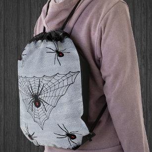Mochila Con Cordones Black Widder Spider Web Halloween Gothic