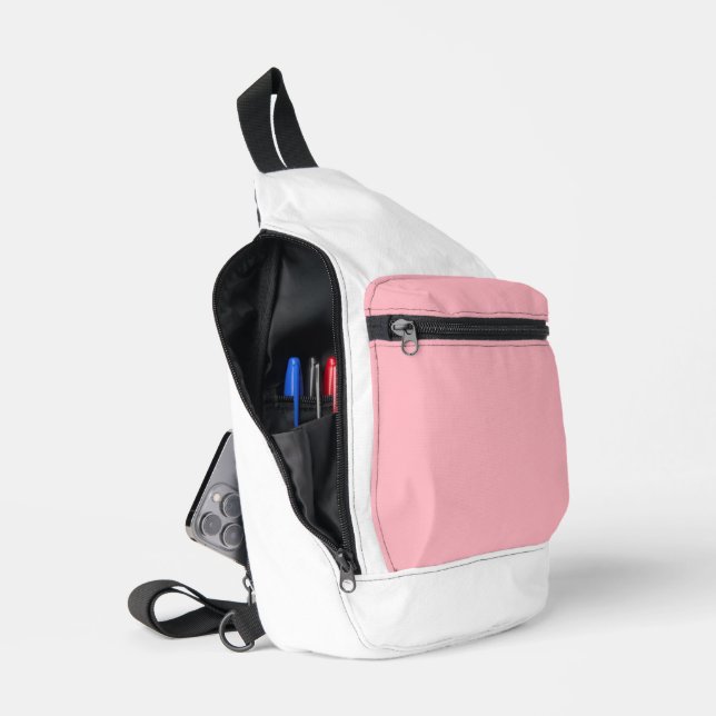Mochila con correa rosa y blanca (Abierto)