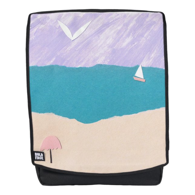 Mochila con diseño de playa y océano (Anverso)