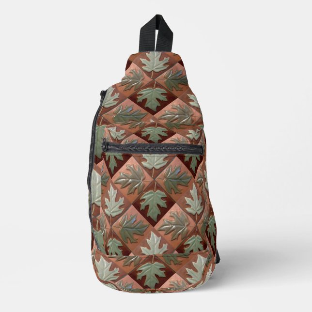 Mochila con un patrón de mosaico de hojas de arce (Anverso)