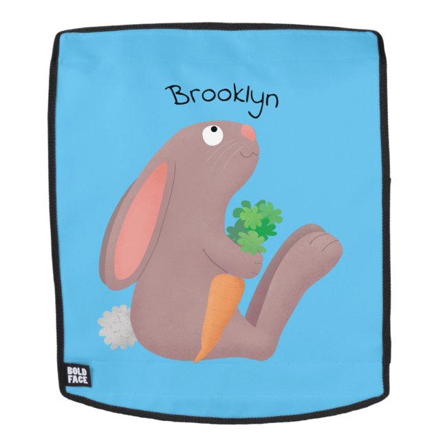 Mochila Conejo lindo con personalizado de zanahoria sentad (Cara extraíble)