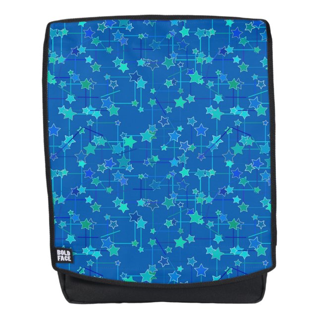 Mochila Constelación abstracta de estrellas, azul cobalto (Anverso)