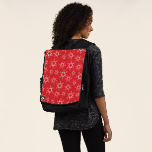 Mochila Copos de nieve, copos de nieve rojos y blancos, ni