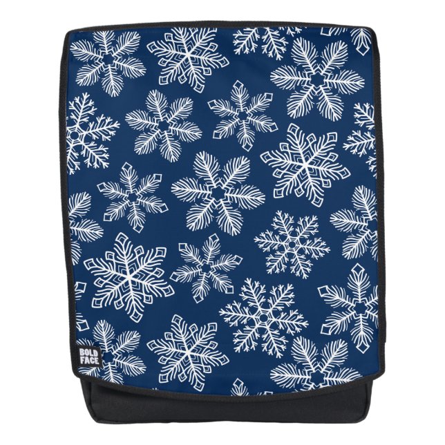 Mochila Copos de nieve en azul oscuro (Anverso)