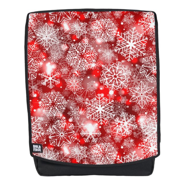 Mochila Copos de nieve en rojo (Anverso)