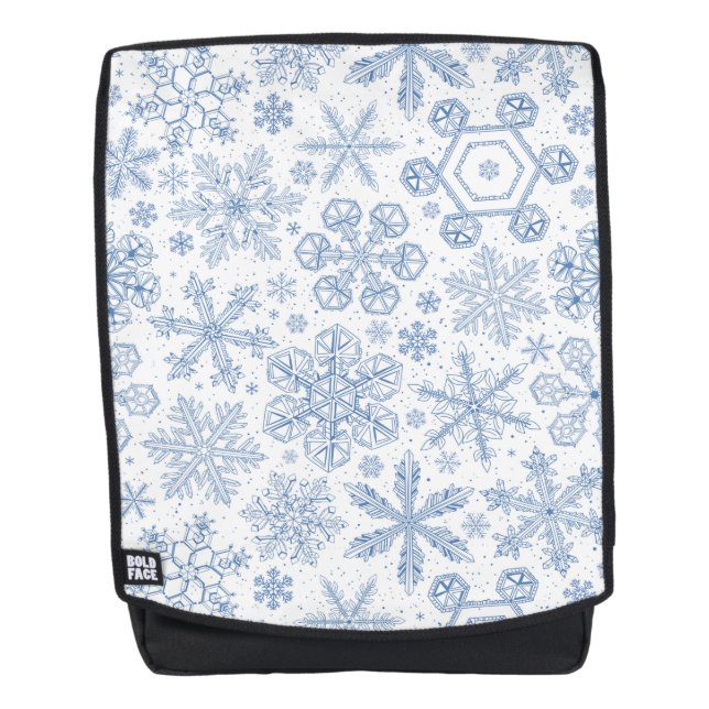 Mochila Copos de nieve grises en blanco roto (Anverso)
