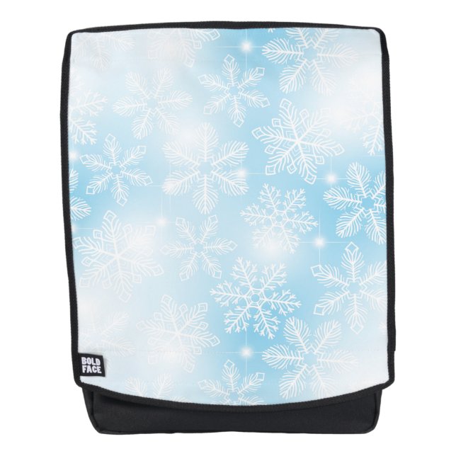 Mochila Copos de nieve y luces azules (Anverso)