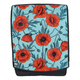 Mochila Coppies rojos y azules en azul piscina