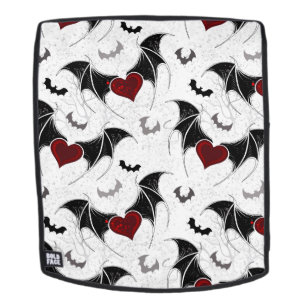 Mochila Corazón de Halloween con alas de murciélago negras