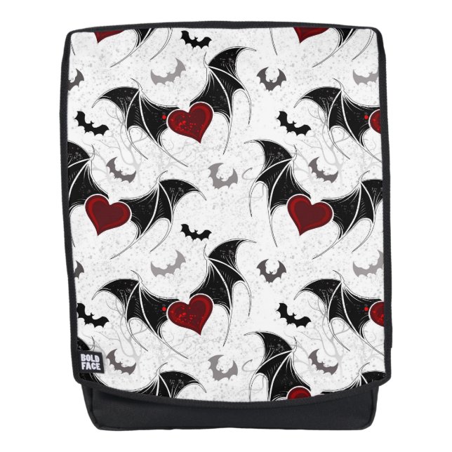 Mochila Corazón de Halloween con alas de murciélago negras (Anverso)