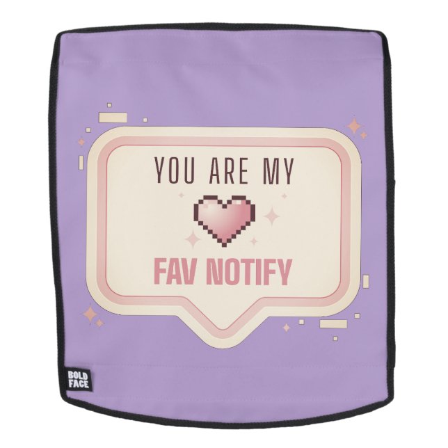Mochila Corazón de píxel Kawaii "Eres mi notificación favo (Cara extraíble)