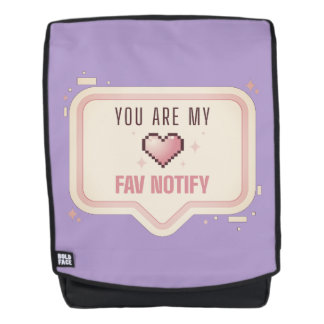 Mochila Corazón de píxel Kawaii "Eres mi notificación favo