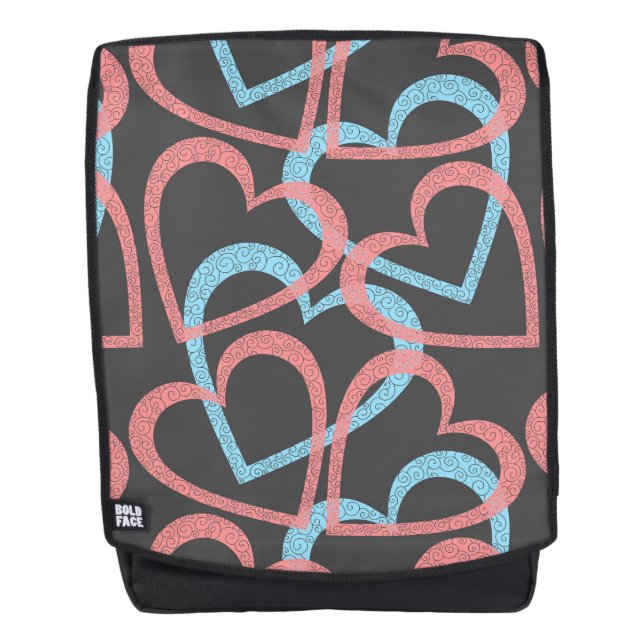 Mochila Corazón Rosa Y Azul (Anverso)