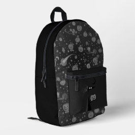 Mochila cósmica de Halloween con calabazas y bruja