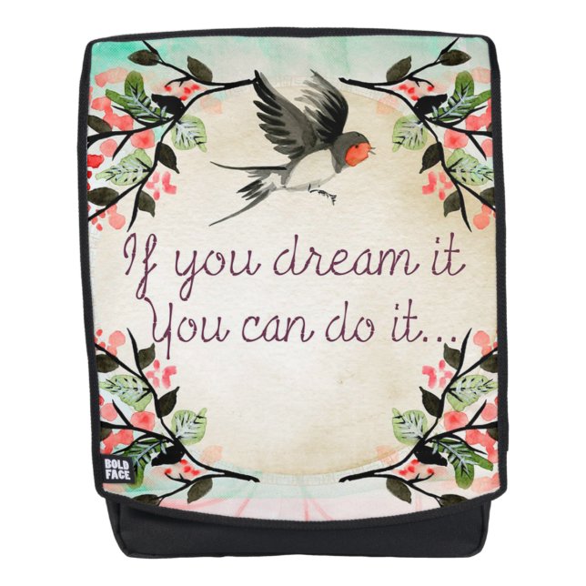 Mochila Cota con Pájaro y Flores (Anverso)