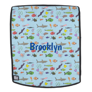 Mochila Criaturas marinas divertidas patrón de ilustracion