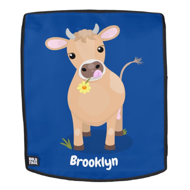 Mochila Cuidada jersey feliz vaca y personalizado de flore (Cara extraíble)