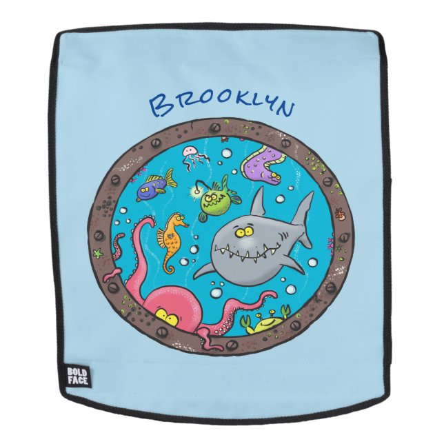 Mochila Curiosas criaturas marinas bajo el agua dibujando  (Cara extraíble)