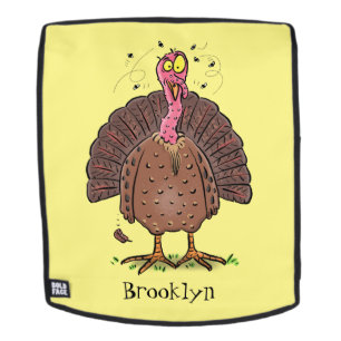 Mochila Curioso pavo de corral marrón con personalizado de