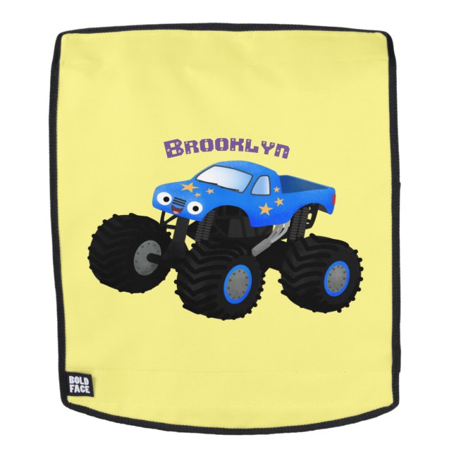 Mochila Cute blue monster truck cartoon illustration (Cara extraíble)