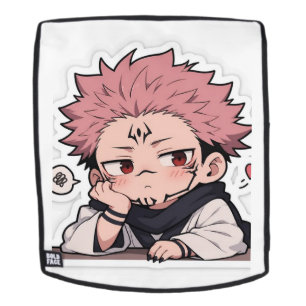Mochila Cute Chibi Pouty King Sticker - Kawaii Pelo Rosa
