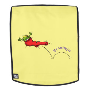 Mochila Cute frog in a red sock jumping cartoon