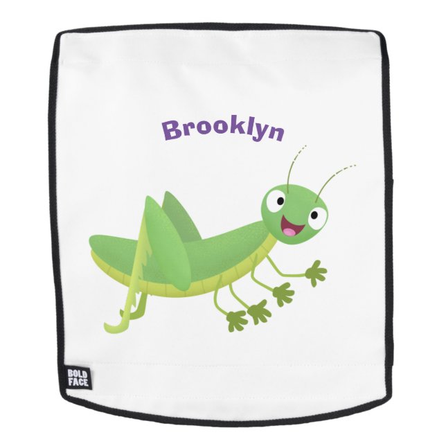 Mochila Cute green happy grasshopper cartoon (Cara extraíble)