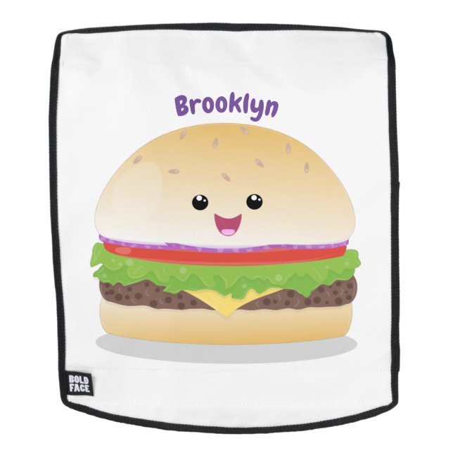 Mochila Cute happy kawaii hamburger cartoon (Cara extraíble)
