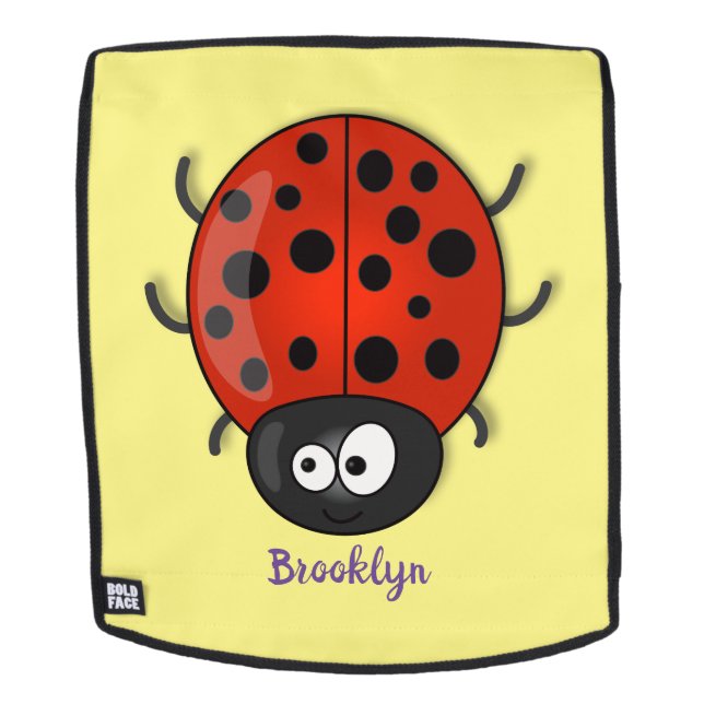 Mochila Cute happy red ladybug cartoon illustration (Cara extraíble)