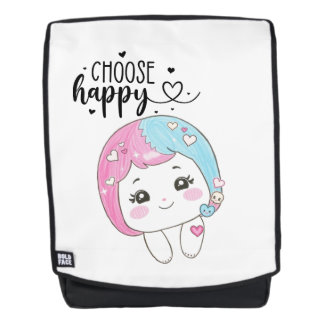 Mochila Cute Kawaii “Choose Happy” – Adorable Posi
