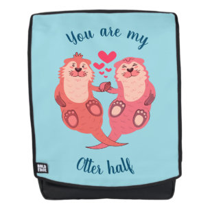 Mochila Cute Otters Día de San Valentín Couple Personaliza