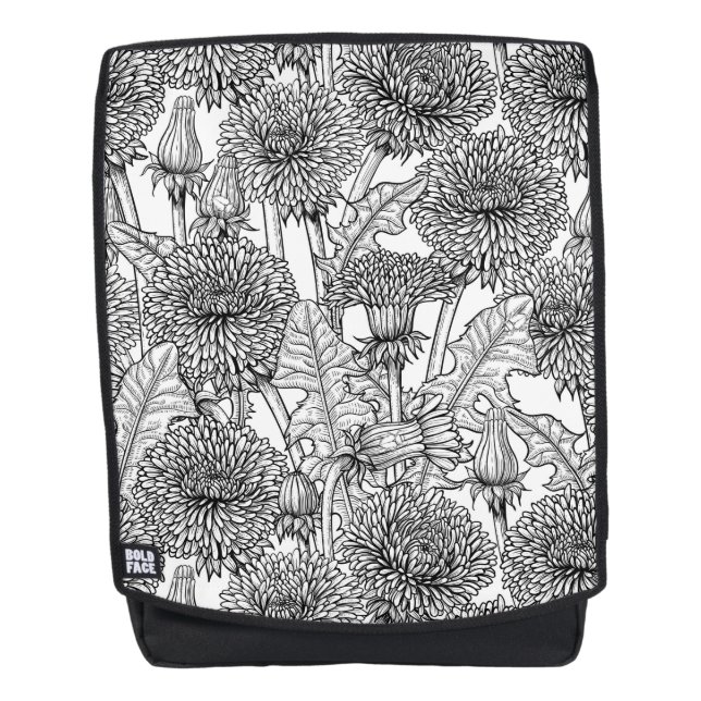 Mochila Dandelions, negro y blanco (Anverso)