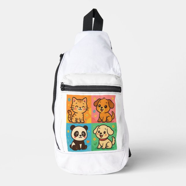 Mochila de amigos de animales curados - Gato, perr (Anverso)