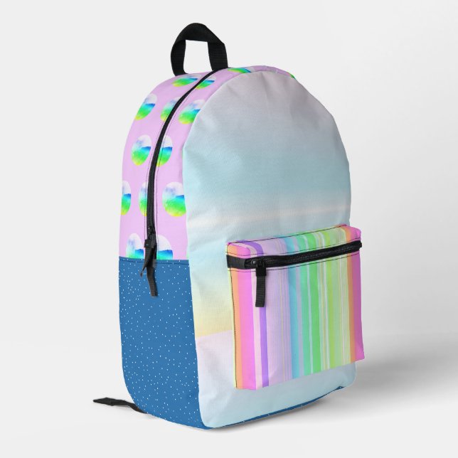 Mochila de arcoiris pastel multicolor (Esquina izquierda trasera)