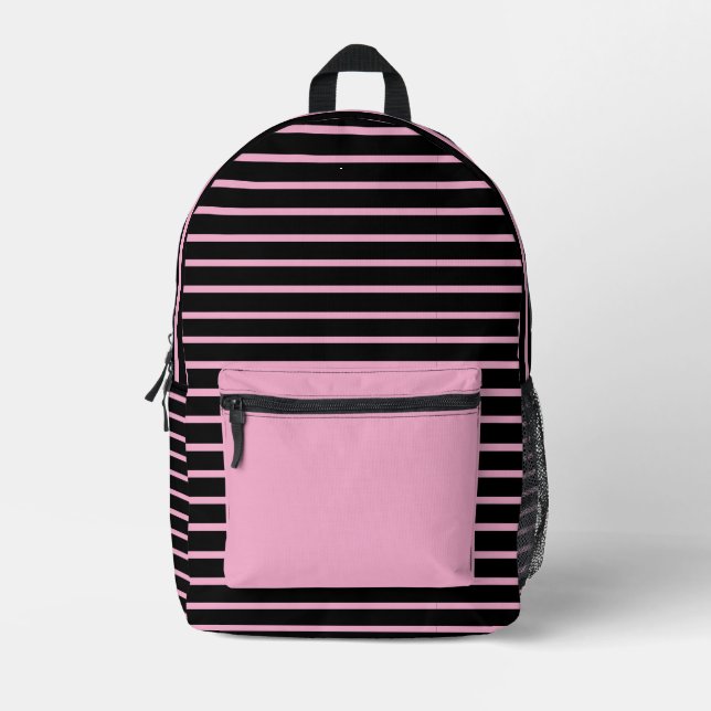 Mochila de arte de línea negra y rosa de moda (Anverso)