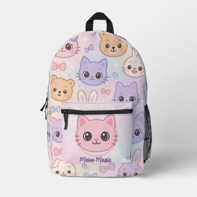 Mochila de cara de gato con Personalizable MeowMag (Anverso)