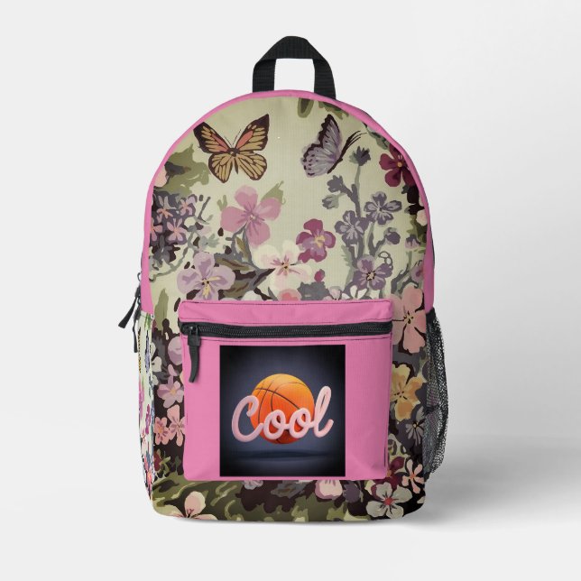 Mochila de corte de impresión floral (Anverso)