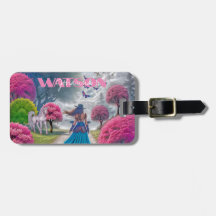 Mochila de cuento de hadas y etiqueta de equipaje