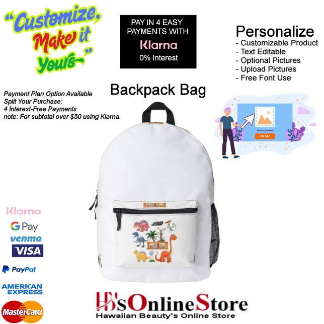 Mochila de Dino Friends Imprimir Cortar bolsa de c (Dino Friends Backpack Print Cut Sew School Bag.)