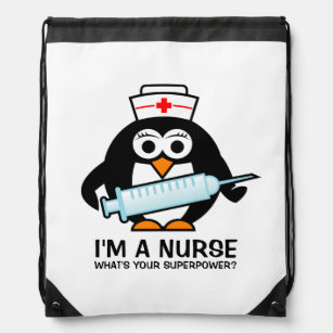 Mochila de enfermería con enfermera de pingüino di