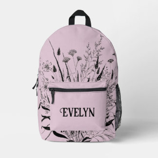 Mochila de Flor Silvestre personalizada Rosa Polvo
