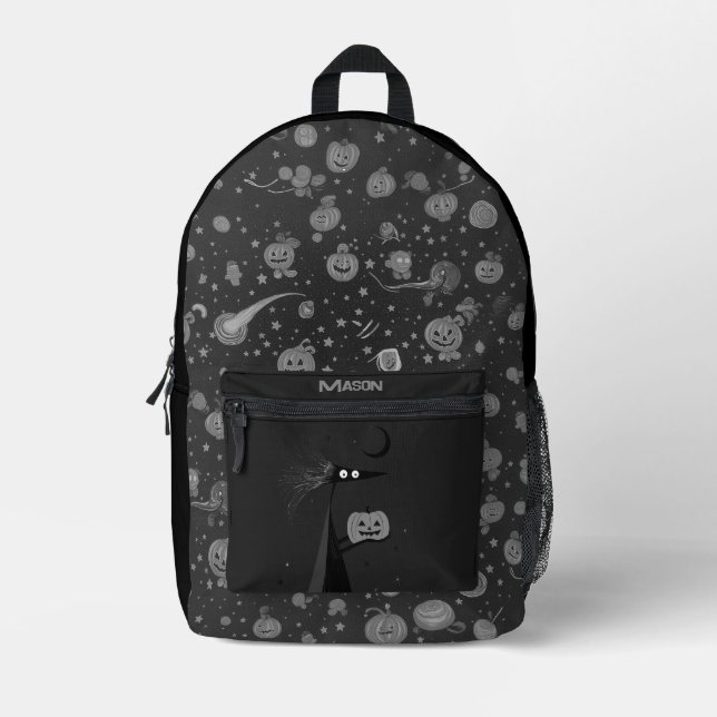 Mochila de Halloween personalizado con calabaza es (Anverso)