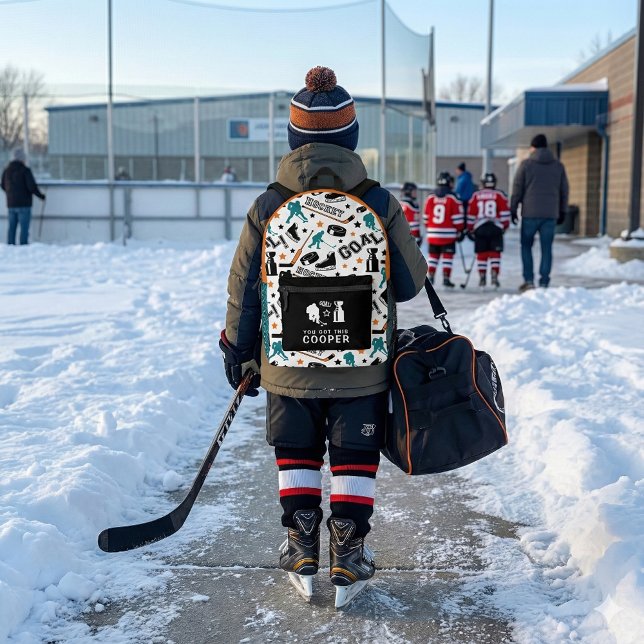 Mochila de hockey (This empowering, "You got this" personalized hockey backpack would make a great gift! )