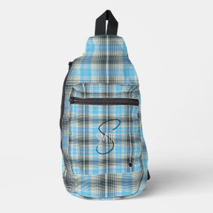 Mochila de hombro a cuadros con HAMbyWG azul y neg