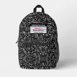 Mochila de impresión de bloc de notas de composici