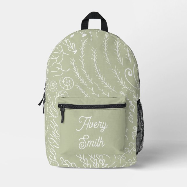 Mochila de impresión oceánica - Ondas y corales di (Anverso)