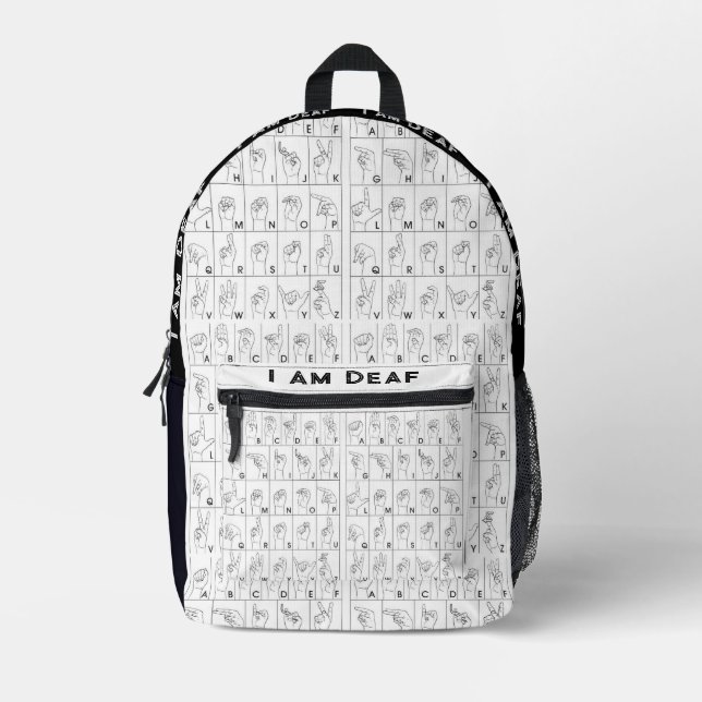 Mochila de Lenguaje de Rótulo Americano ASL Soy So (Anverso)