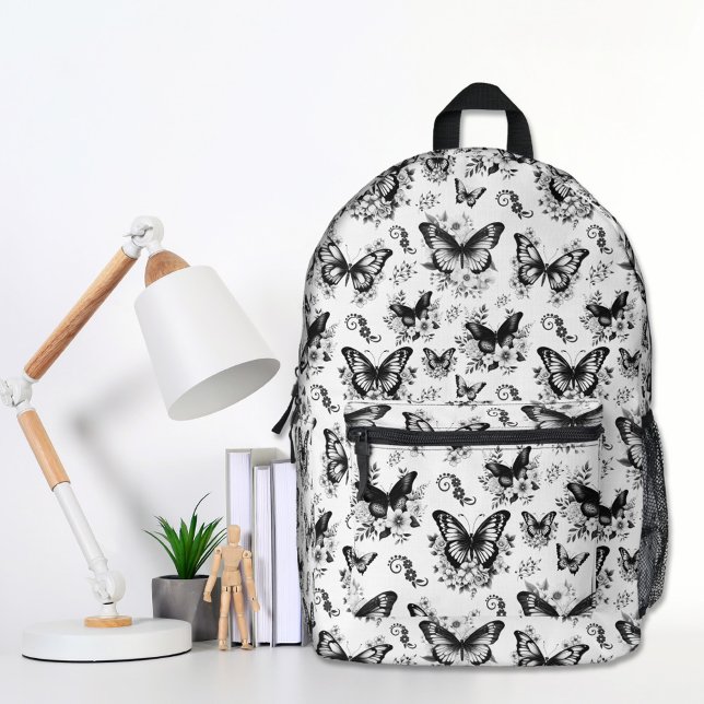 Mochila de mariposa blanca negra (Subido por el creador)