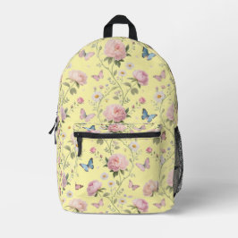 Mochila de mariposa floral con peonies