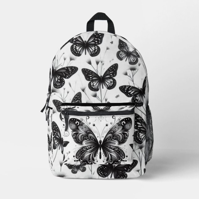 Mochila de mariposa negra y blanca (Anverso)